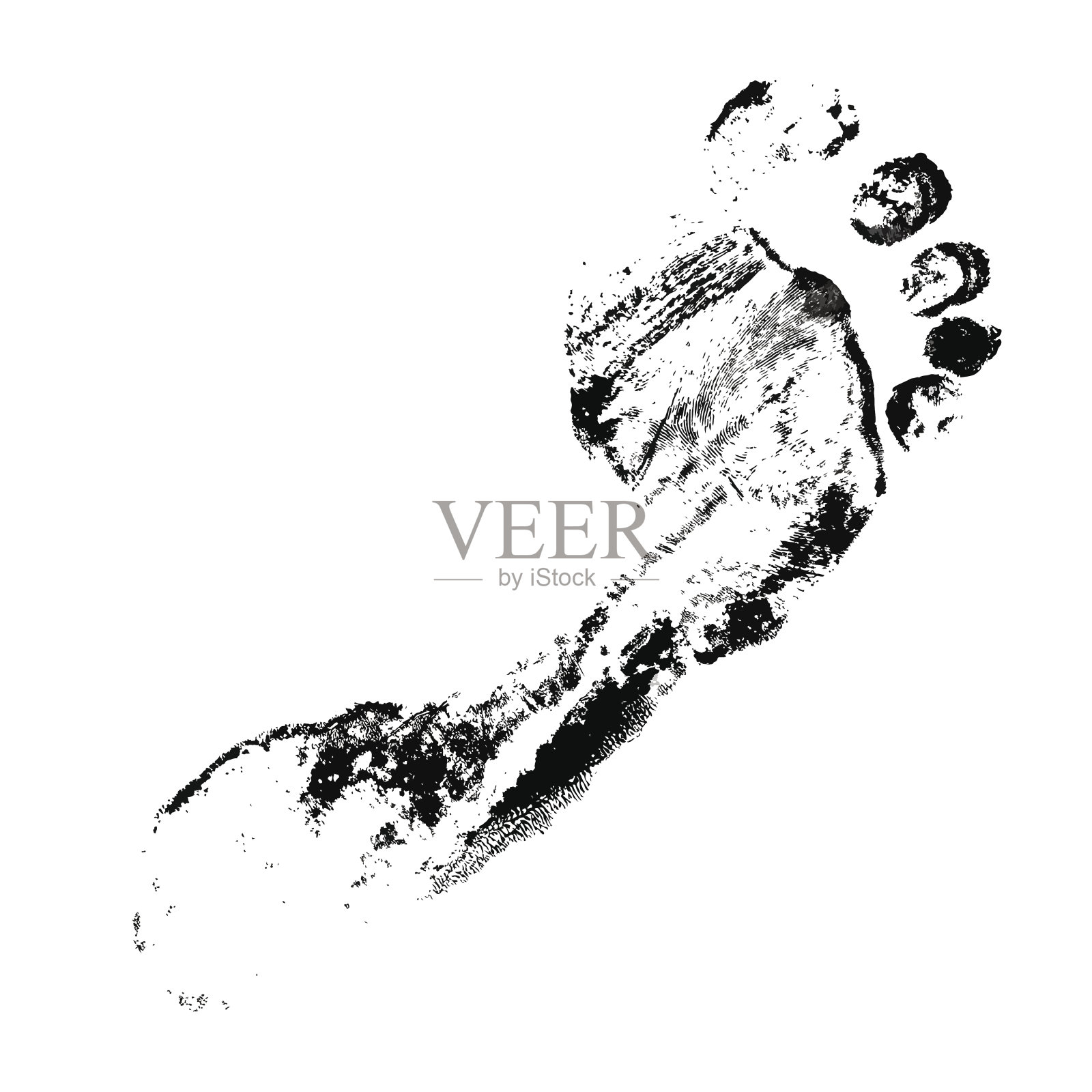 白色背景上的脚印。插画图片素材