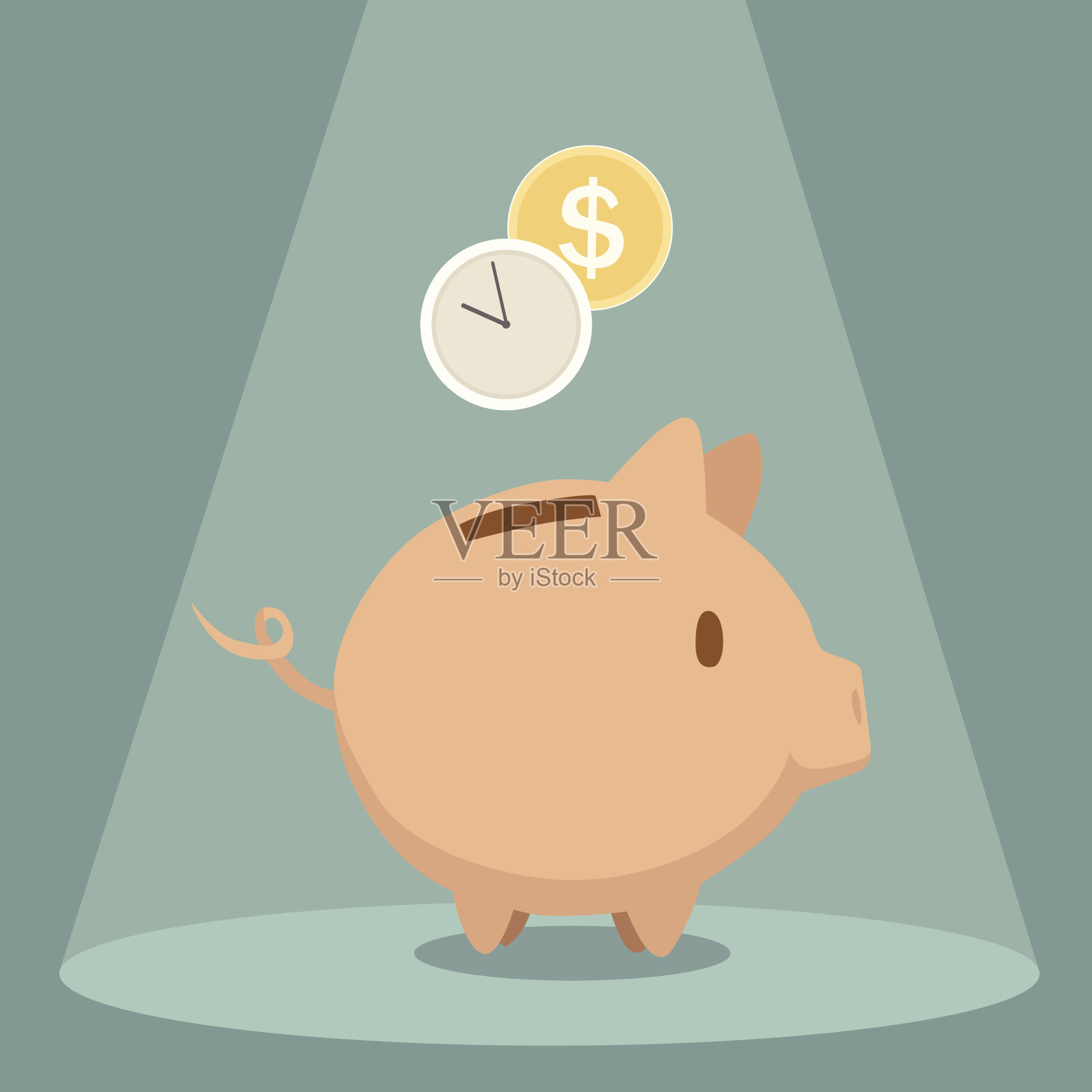 存钱罐和存钱概念插画图片素材