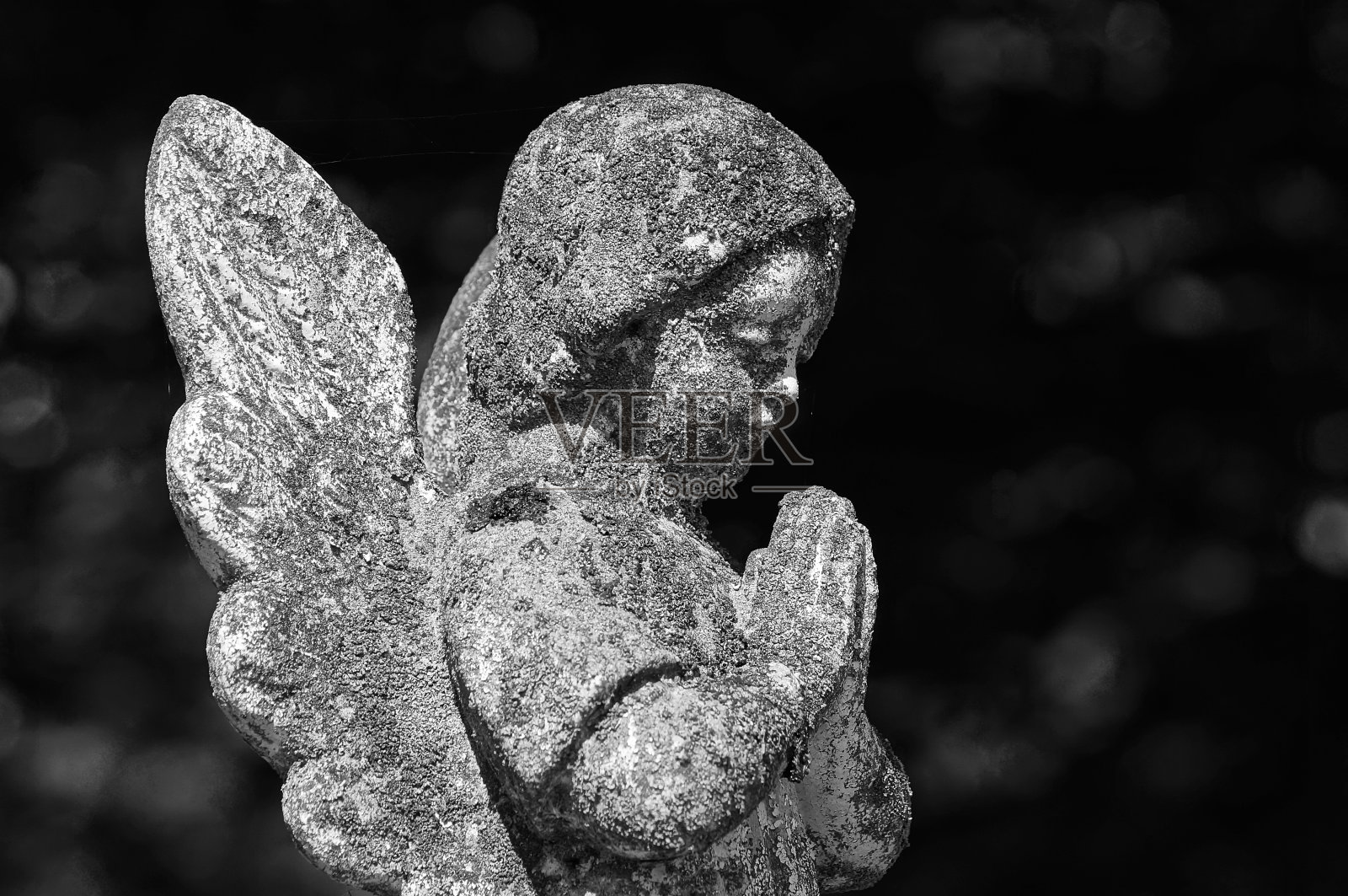 美丽的天使雕塑牧师在墓地照片摄影图片