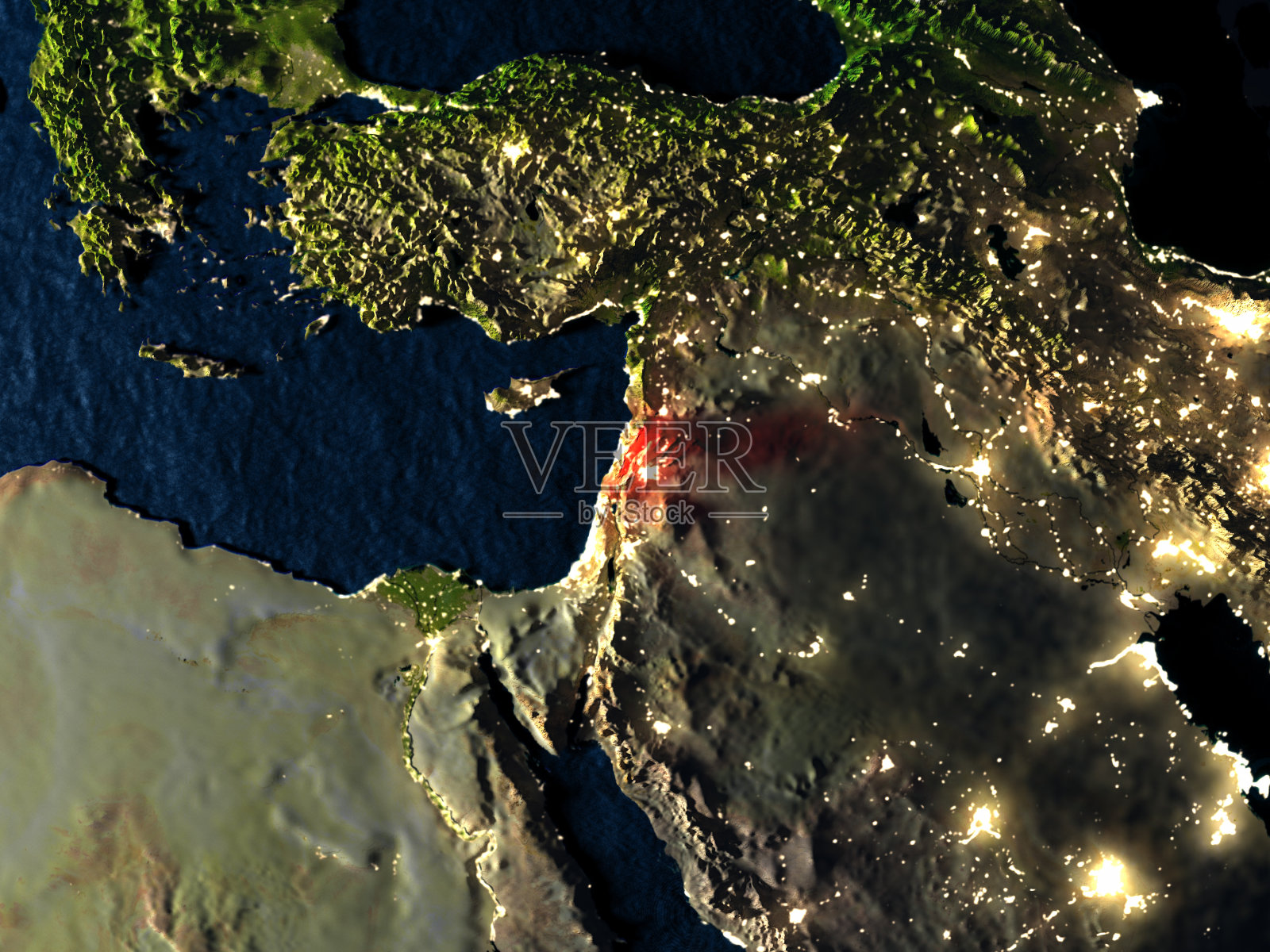 从太空看到的红色黎巴嫩照片摄影图片