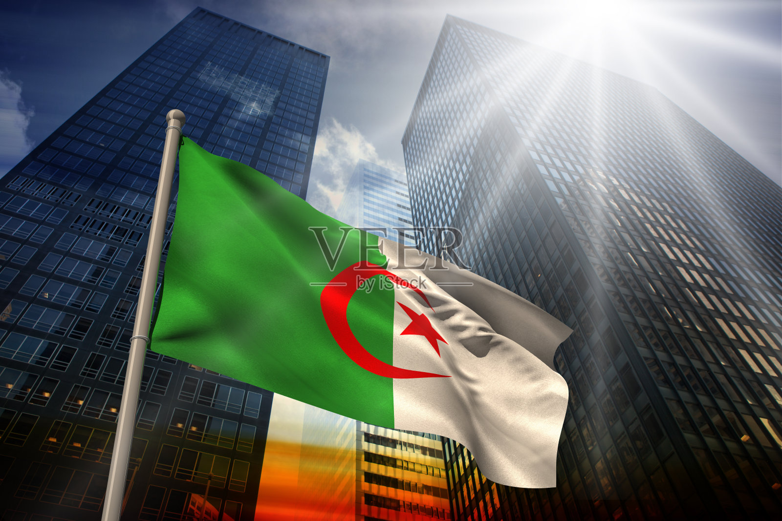 阿尔及利亚国旗照片摄影图片