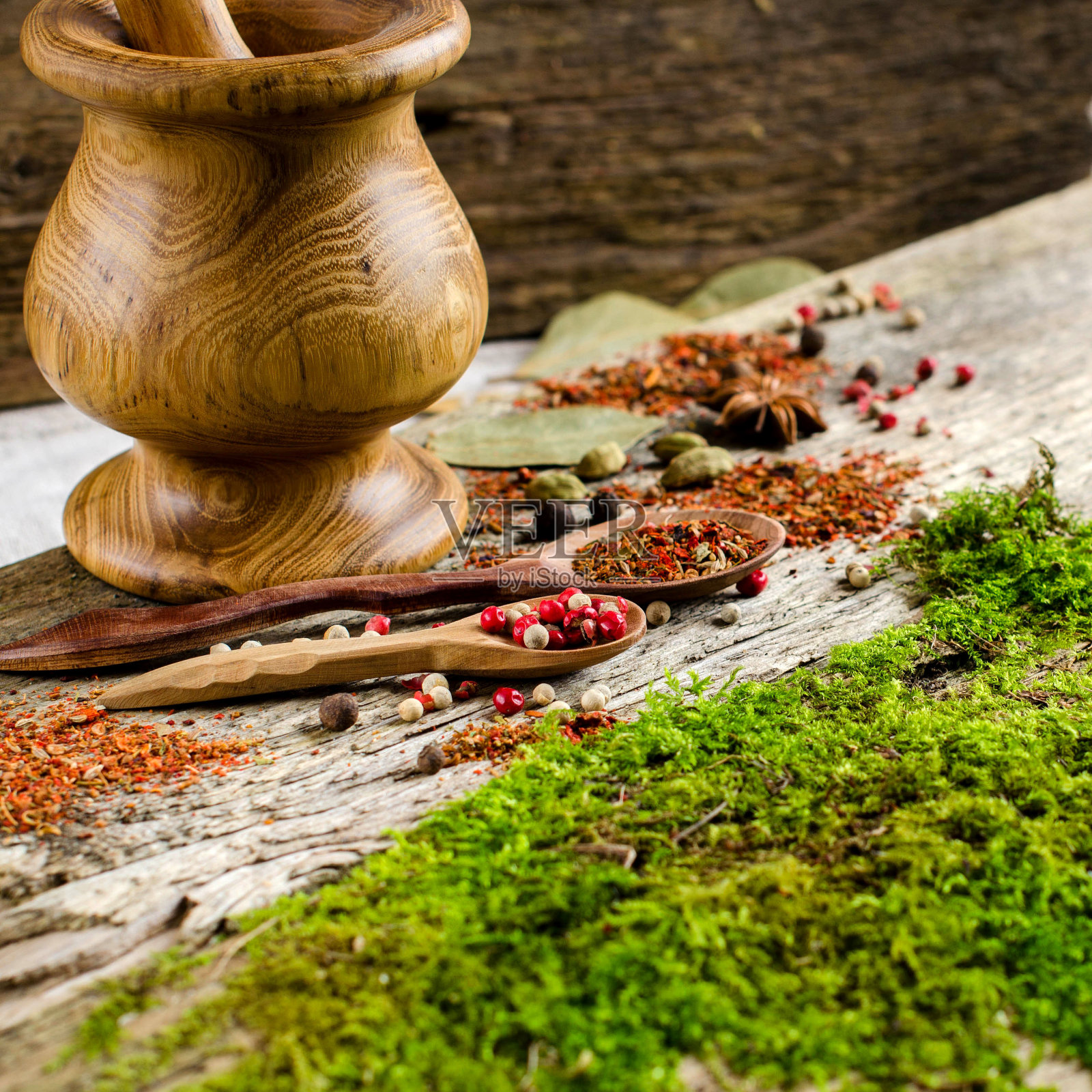 木砂浆和香料照片摄影图片