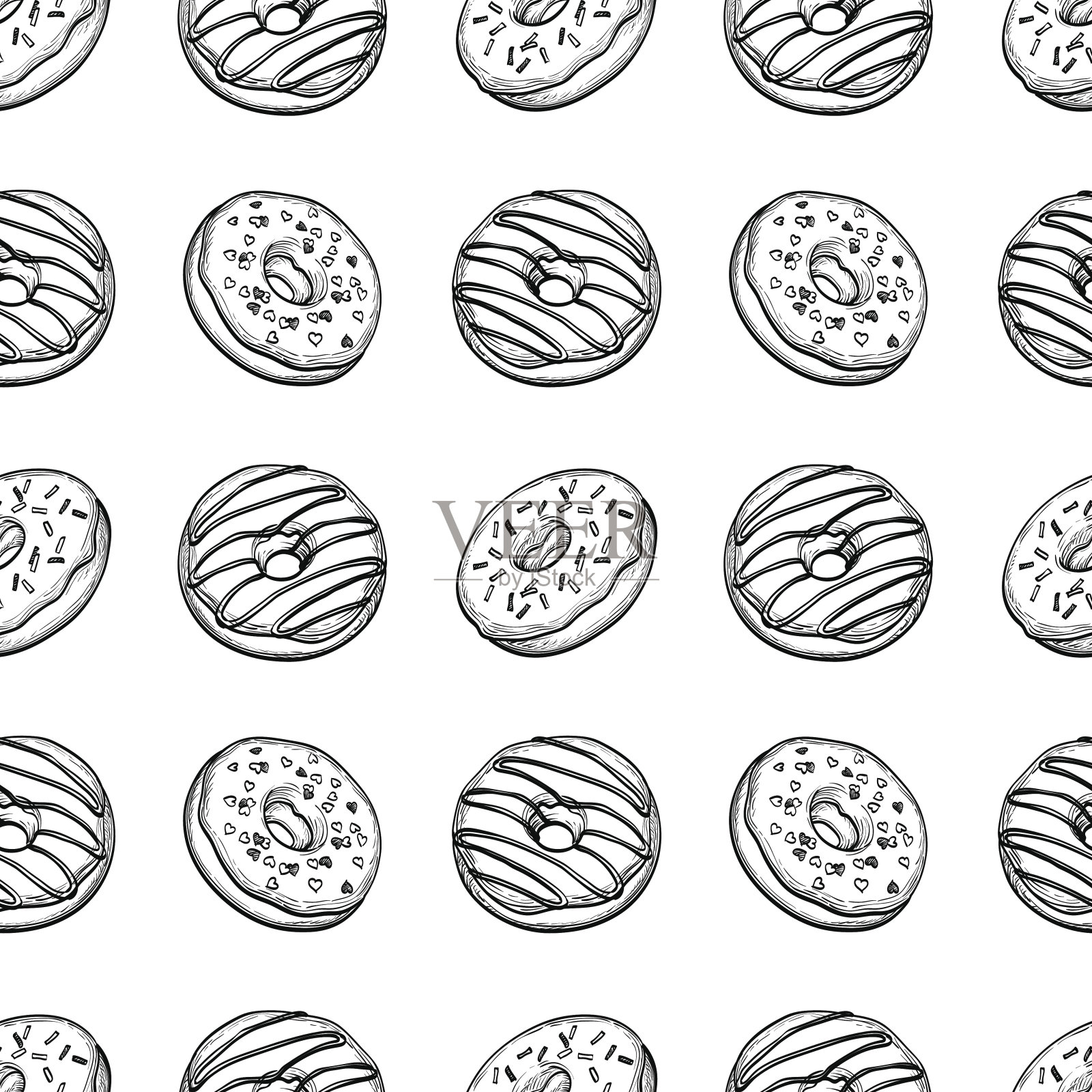 无缝模式与甜甜圈。插画图片素材