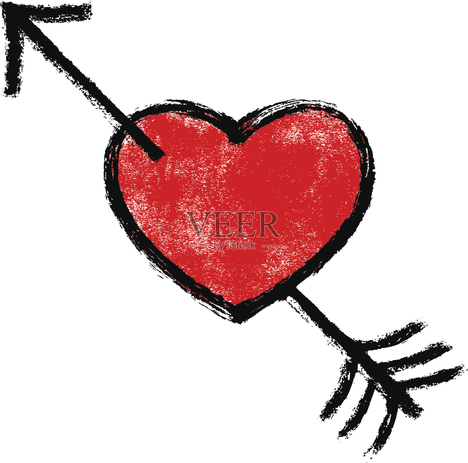 红心刺黑箭插画图片素材