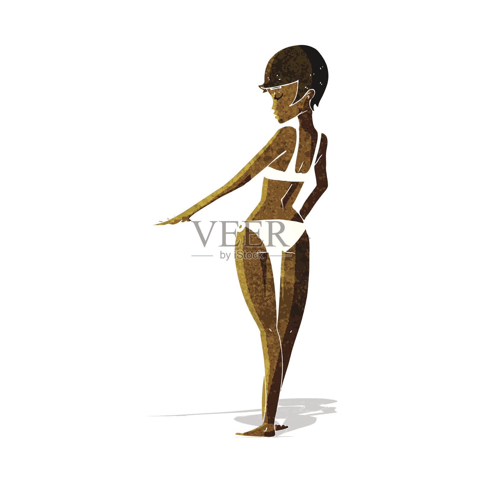 穿着比基尼的卡通女郎插画图片素材