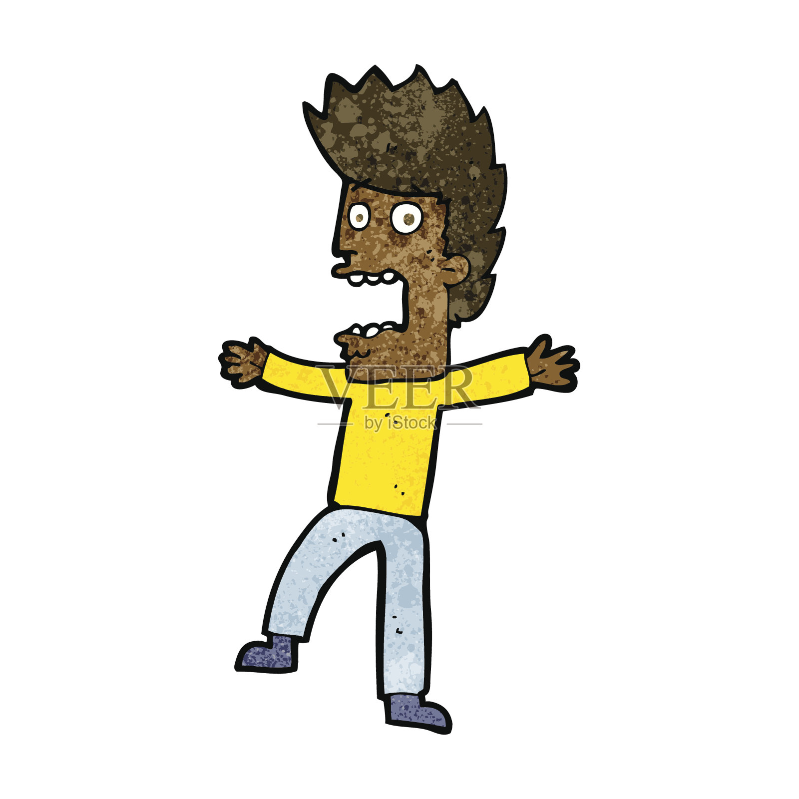 卡通害怕男人插画图片素材