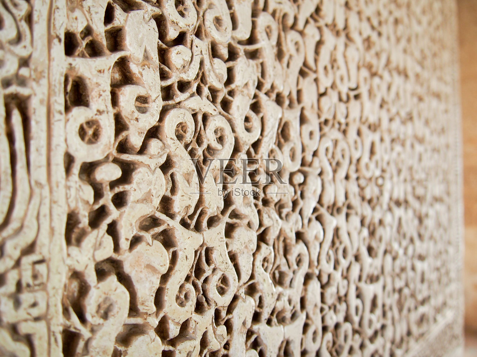 西班牙格拉纳达阿尔罕布拉雕刻的细节照片摄影图片