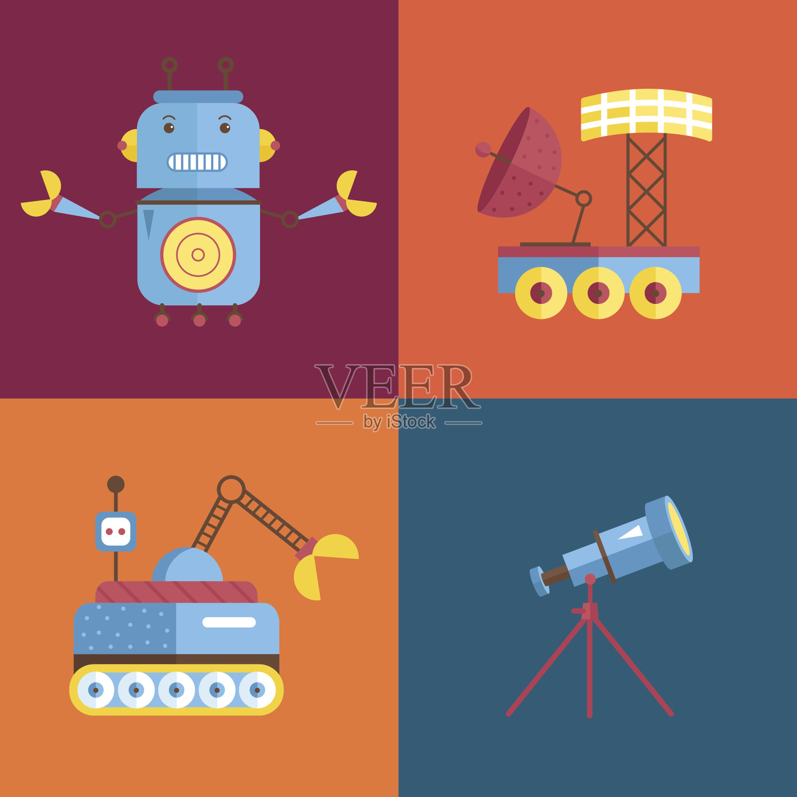 太空卡通矢量图标集合插画图片素材