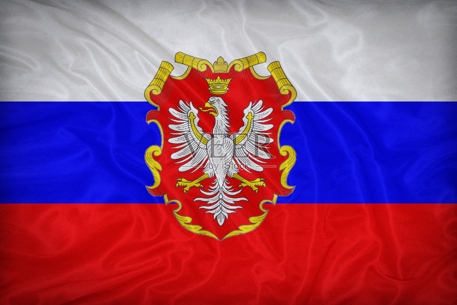 波兰大公国国旗图案上的织物纹理照片摄影图片