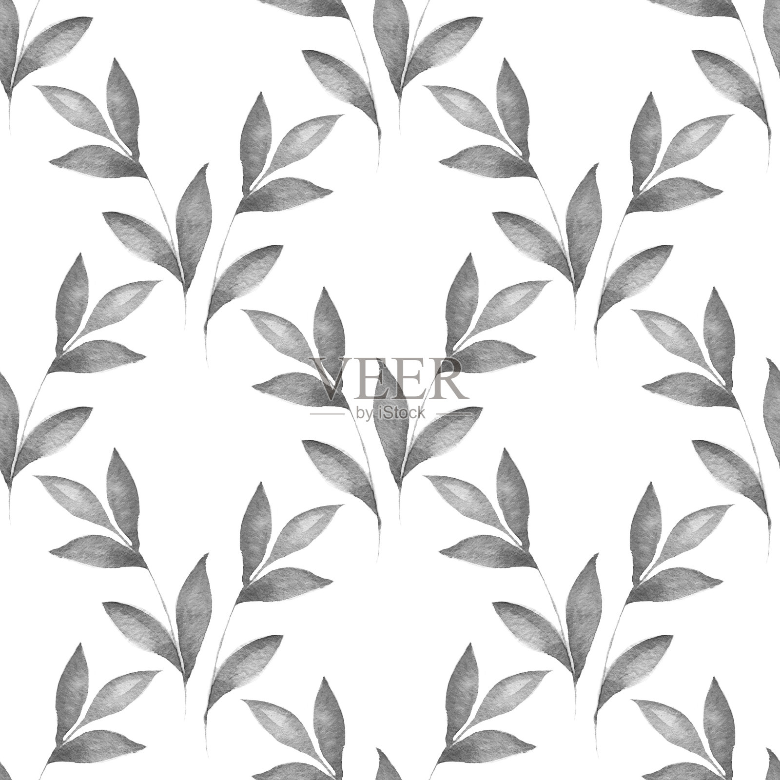 无缝模式。背景与花卉元素。水彩画插画图片素材