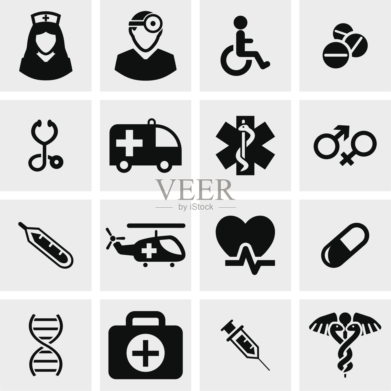医疗图标设置为灰色图标素材