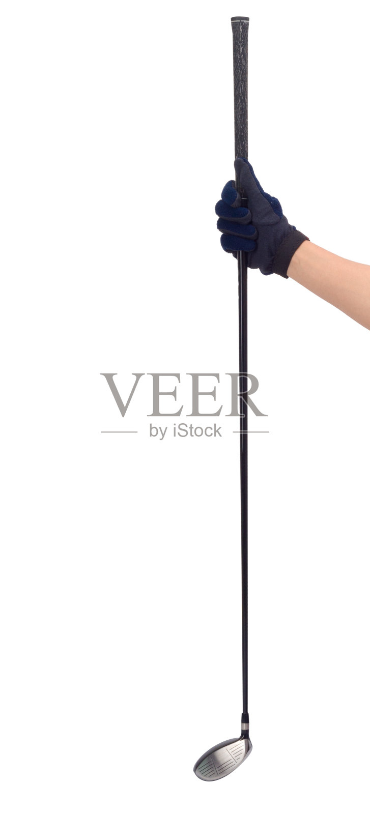 男子的手握高尔夫球棒孤立在白色背景照片摄影图片