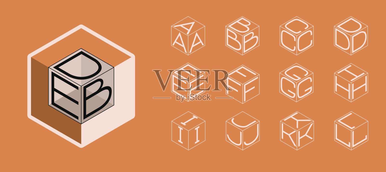 设置模板1的字母题写在三个插画图片素材