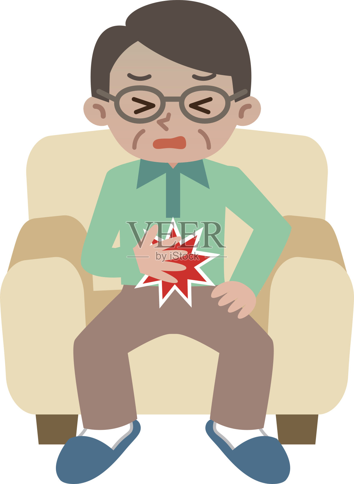 老人腹痛插画图片素材
