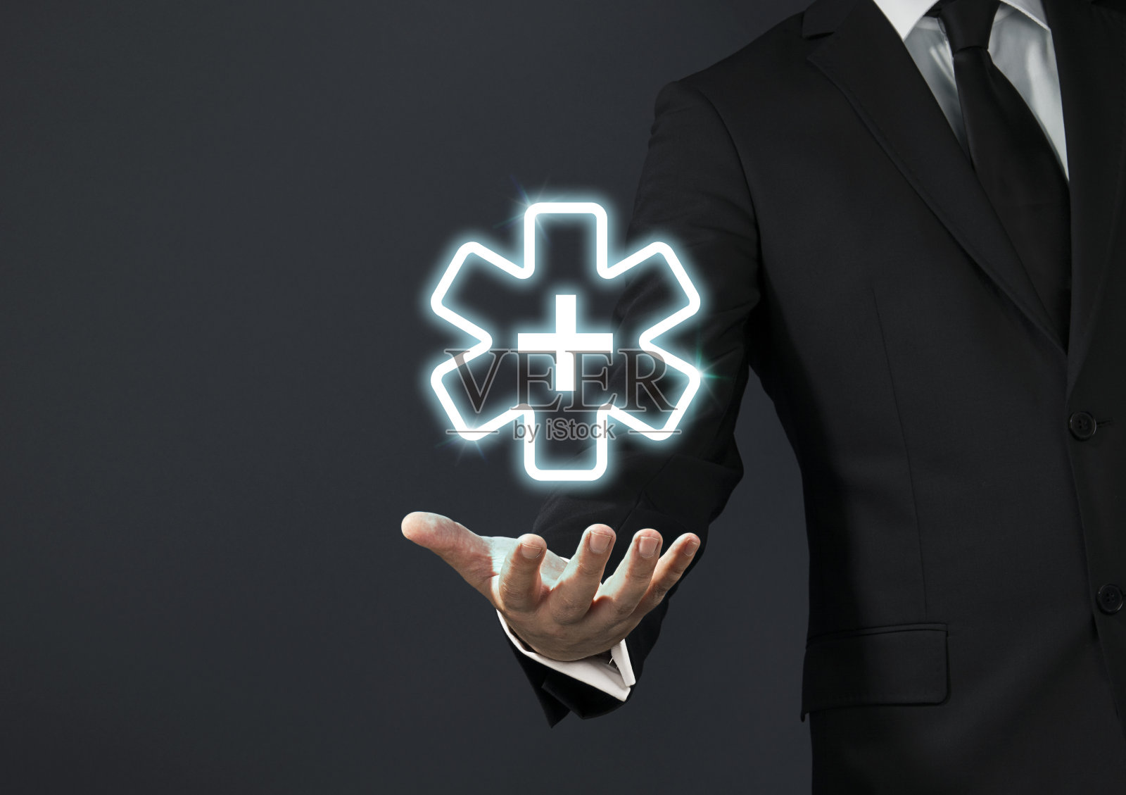 商人神奇的触摸理念——健康照片摄影图片