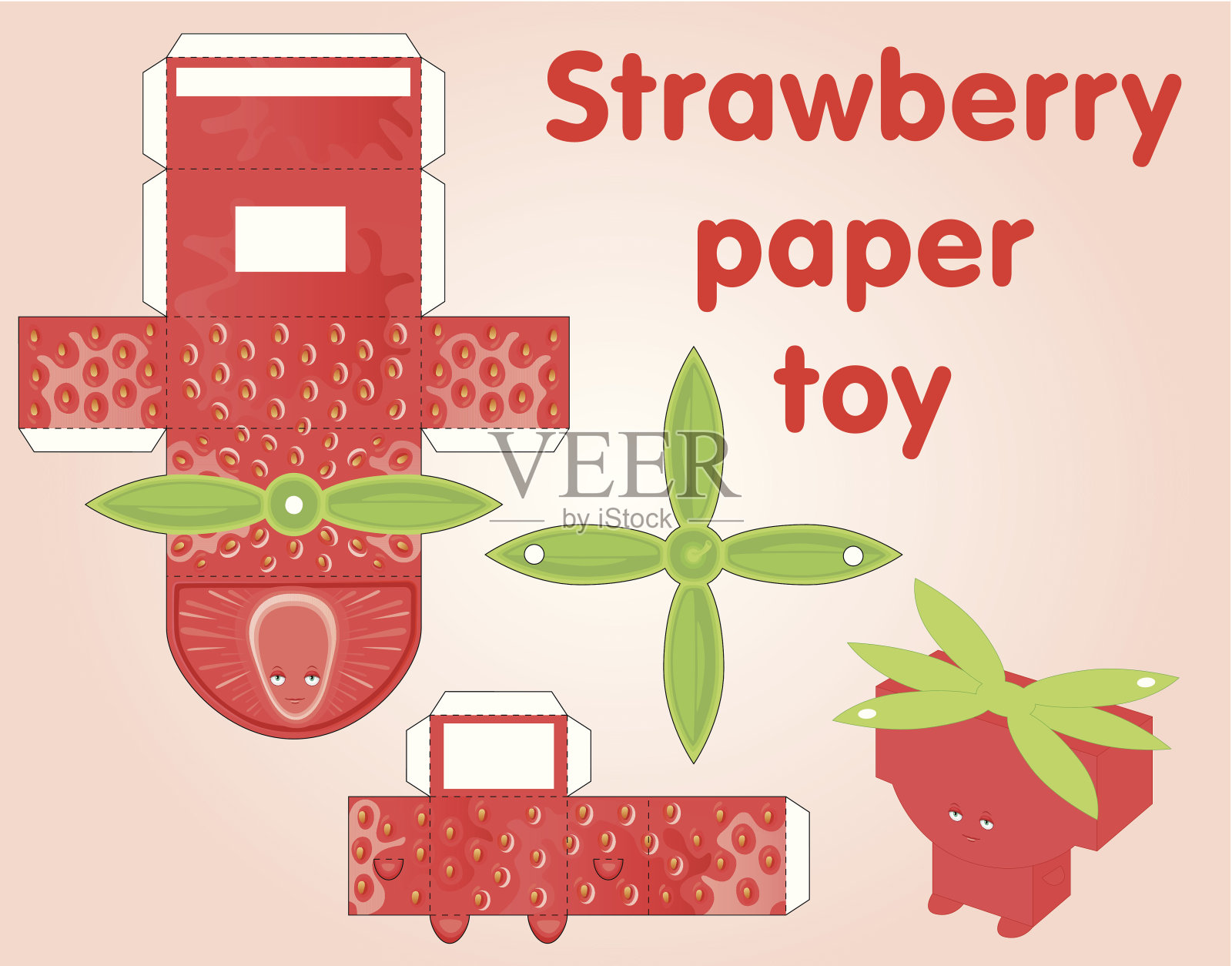 草莓纸玩具插画图片素材
