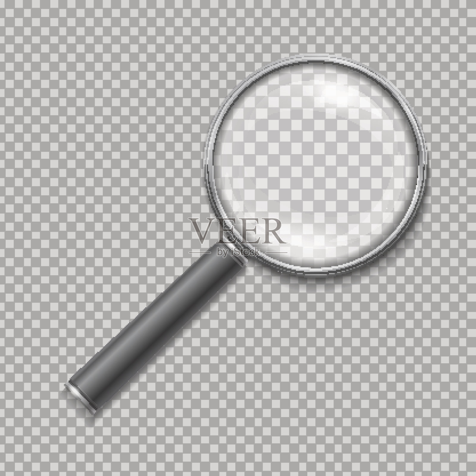 放大镜现实孤立在方格背景，矢量插图插画图片素材