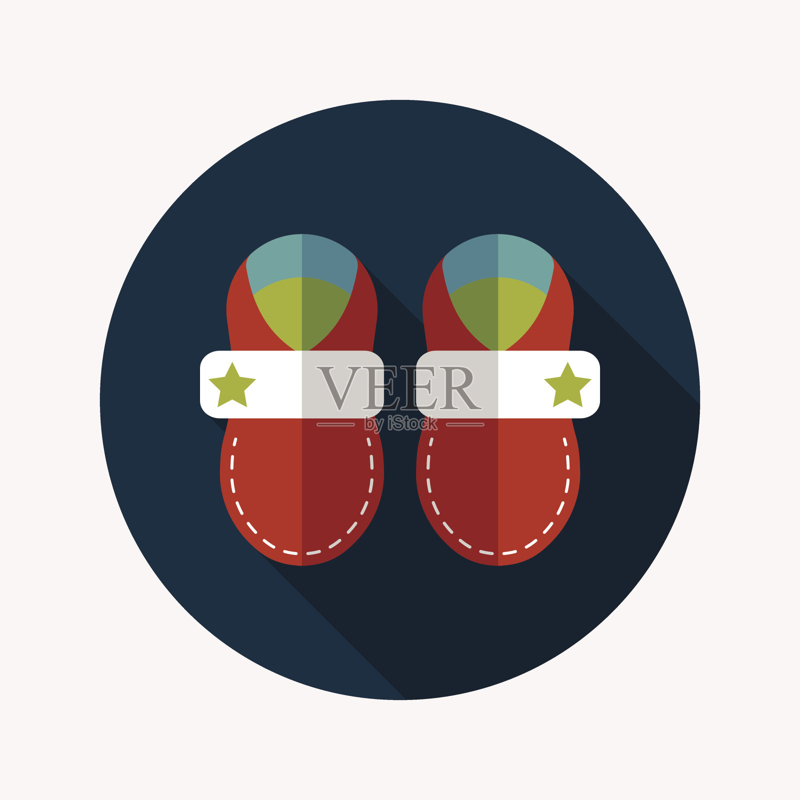 婴儿鞋平与长影子图标插画图片素材