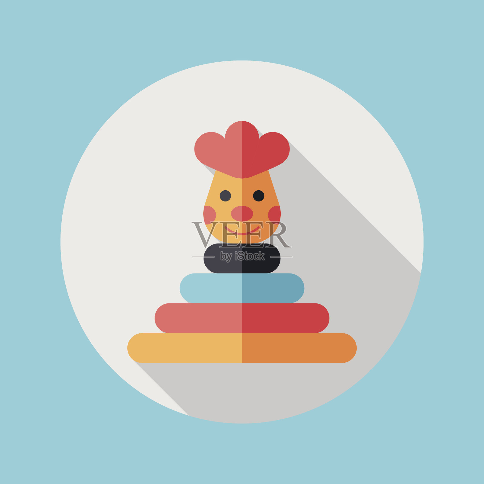 金字塔玩具平面图标与长影子，eps10插画图片素材