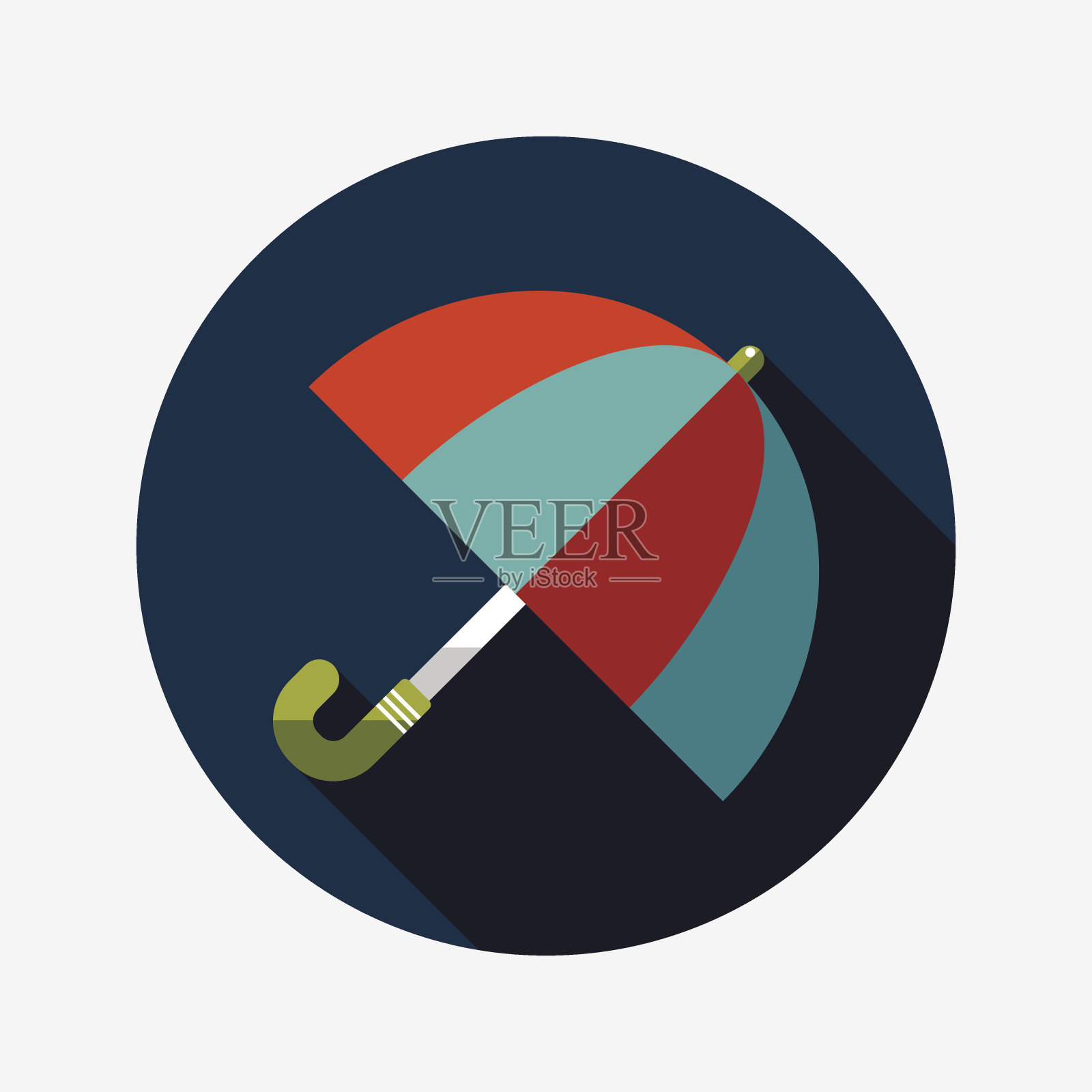 伞平图标与长影子插画图片素材