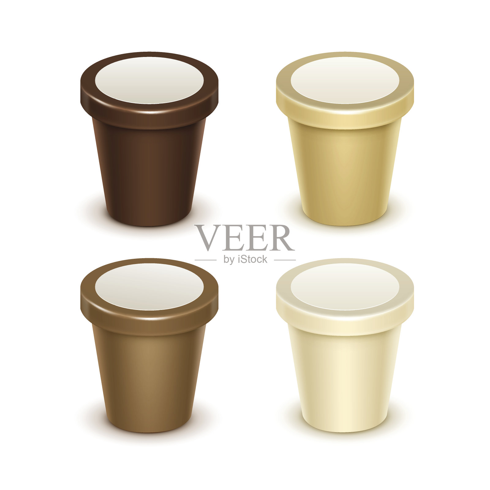 一套食品塑料桶酸奶冰淇淋插画图片素材