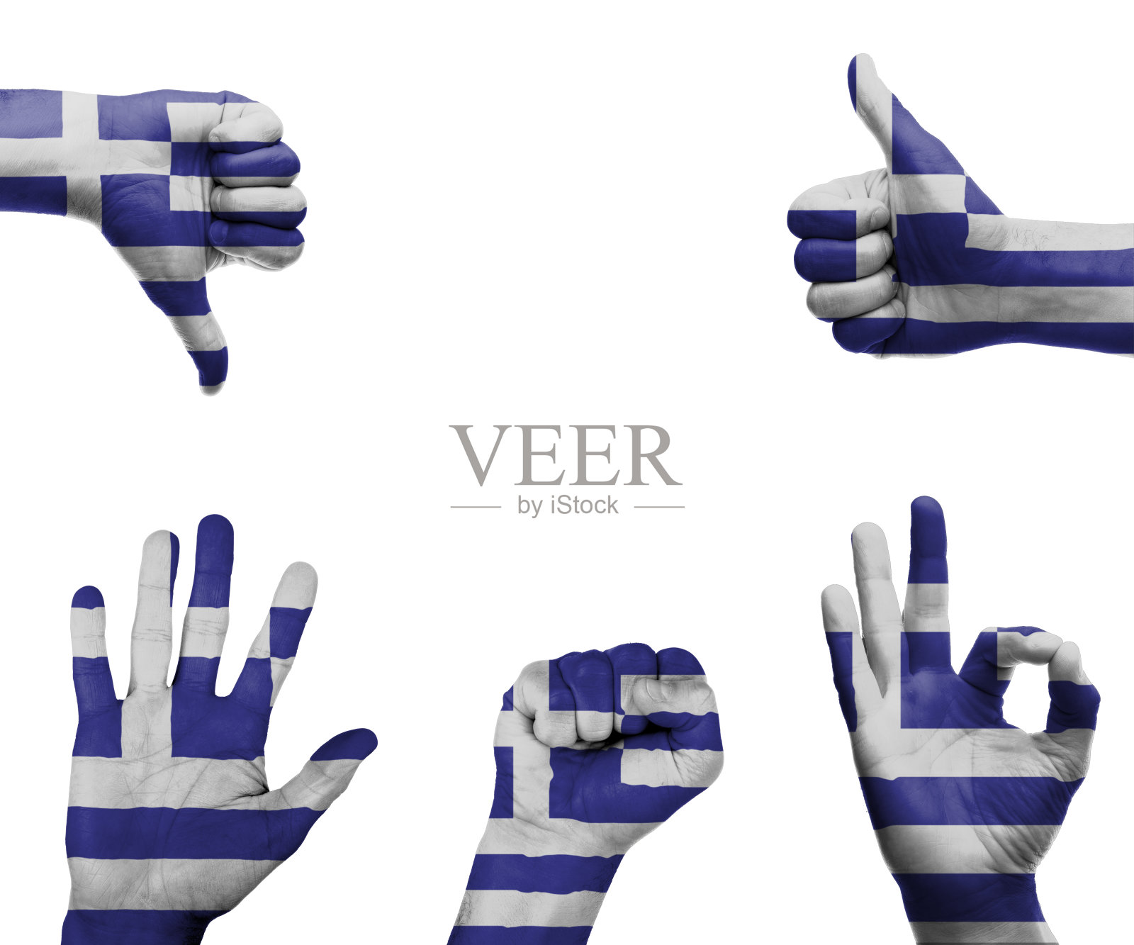 手持希腊国旗照片摄影图片