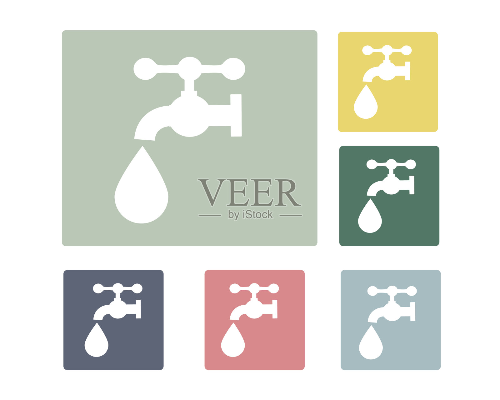 带有水滴图标符号的水龙头插画图片素材