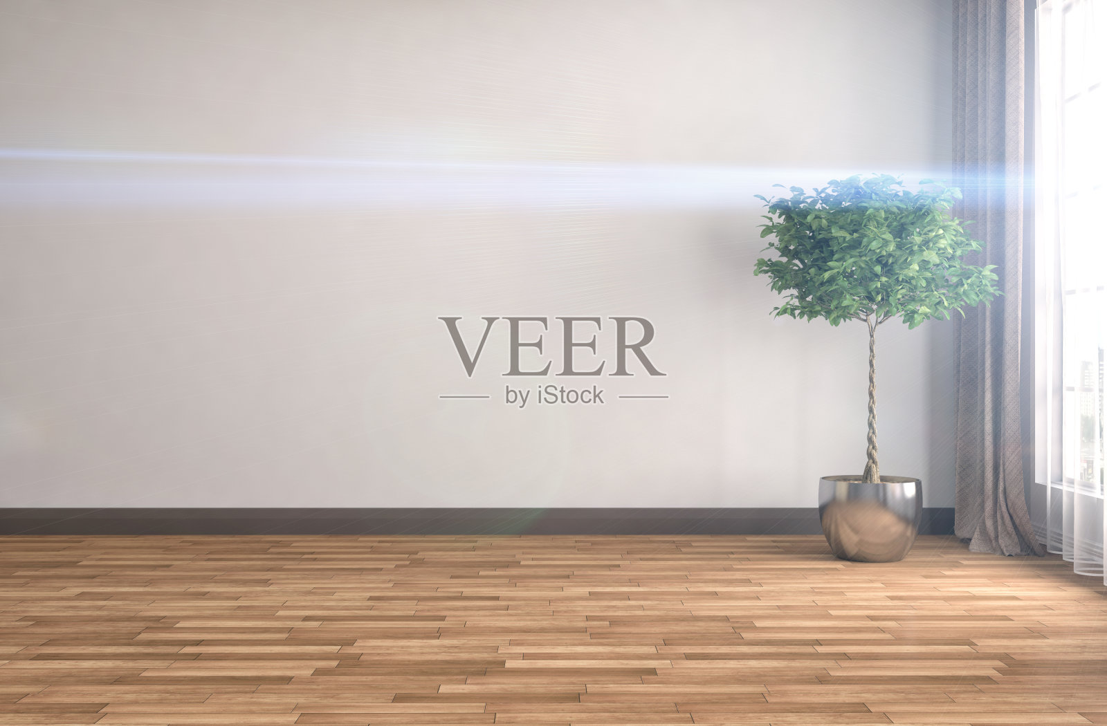 内部有大窗户。三维演示照片摄影图片