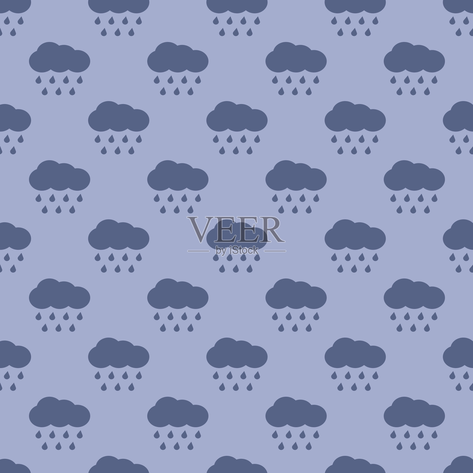 矢量云和雨天气无缝模式插画图片素材