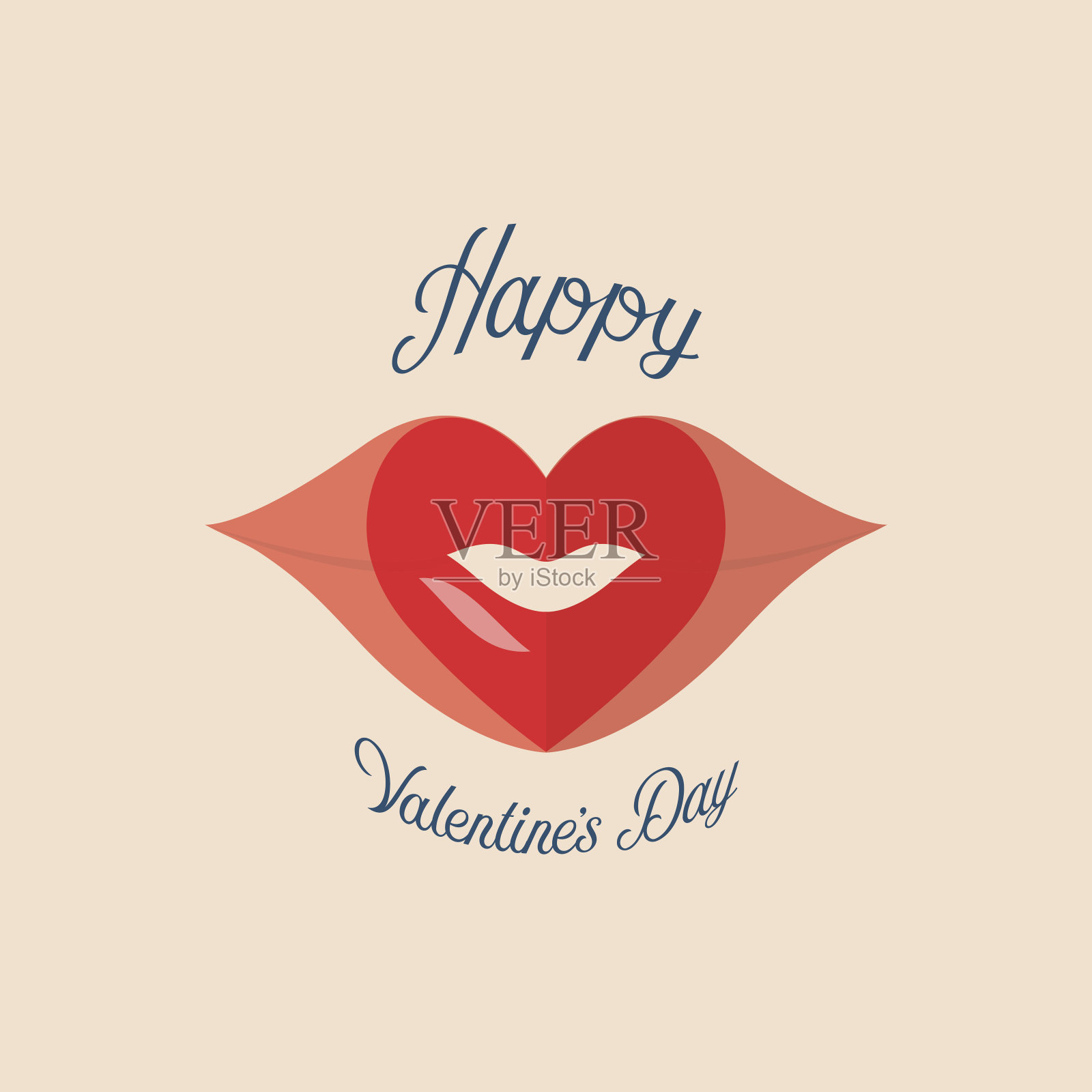 唇上的情人之吻插画图片素材