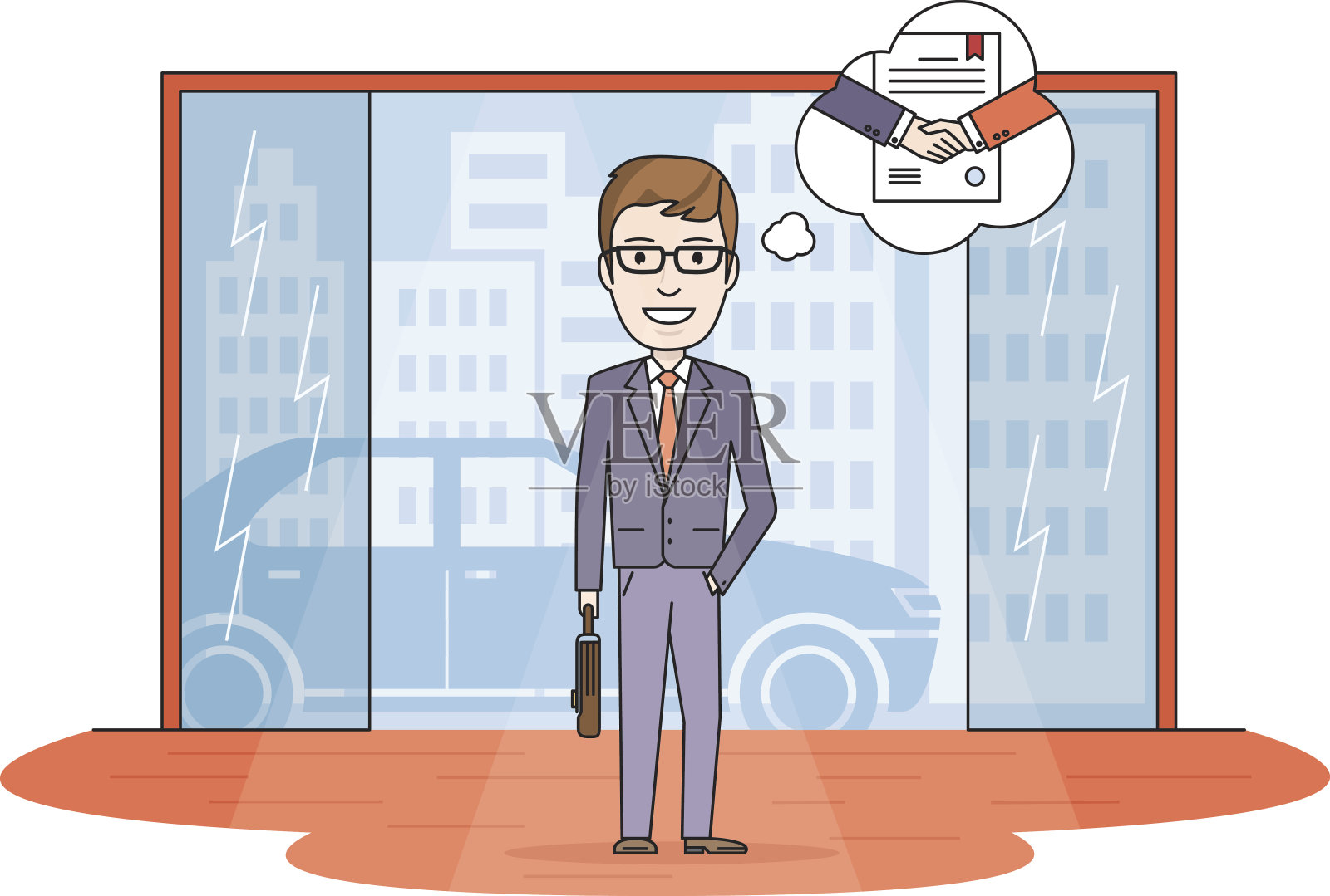 商人要签合同了插画图片素材