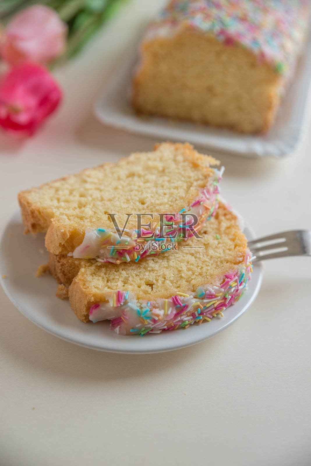 自制香草磅蛋糕照片摄影图片