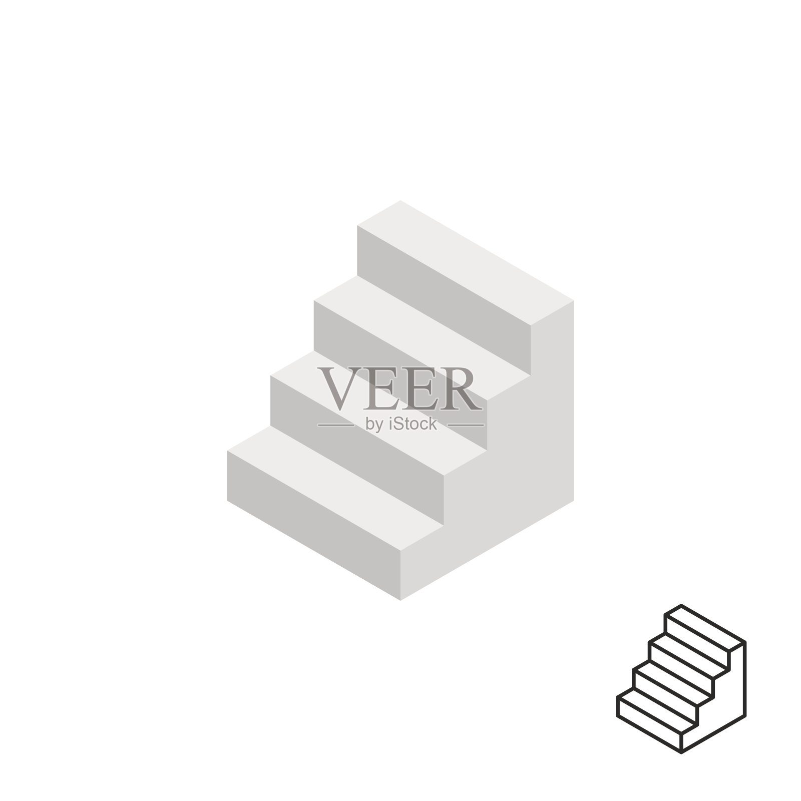 楼梯3 d图标。孤立在白色背景上。矢量插图。设计元素图片