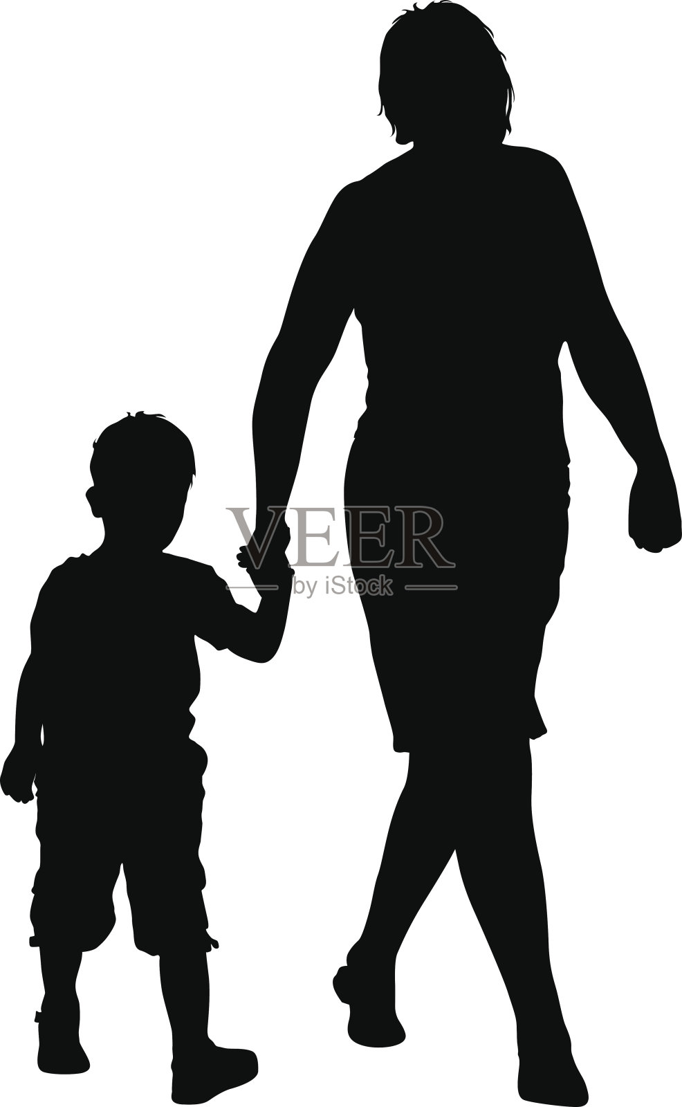 白色背景上幸福家庭的剪影。矢量插图。设计元素图片