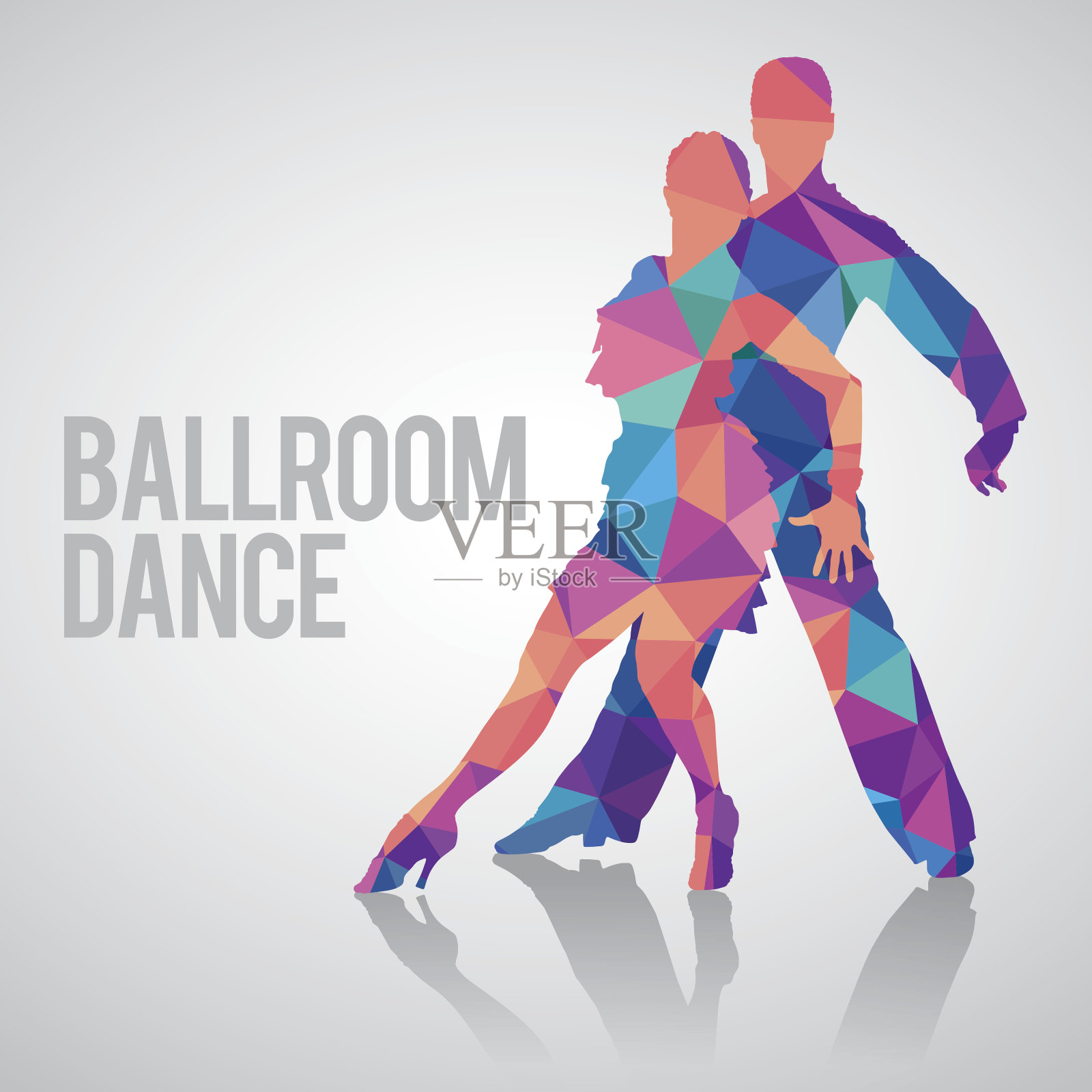 多色详细的矢量剪影舞厅舞者插画图片素材