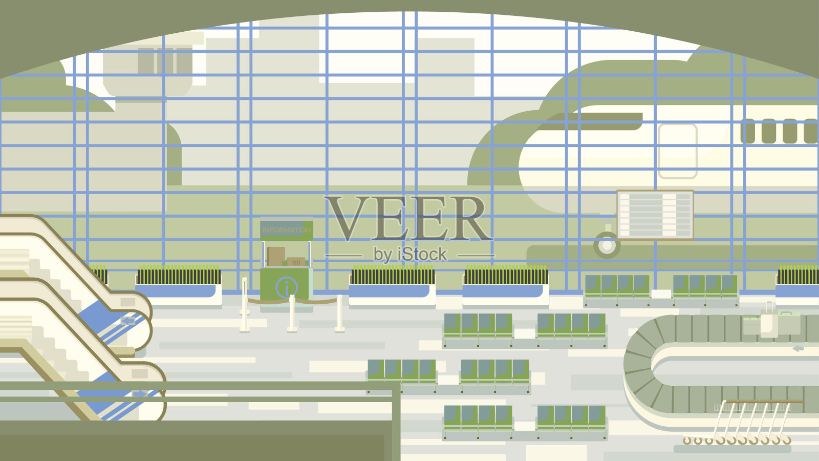 机场大厅背景插画图片素材