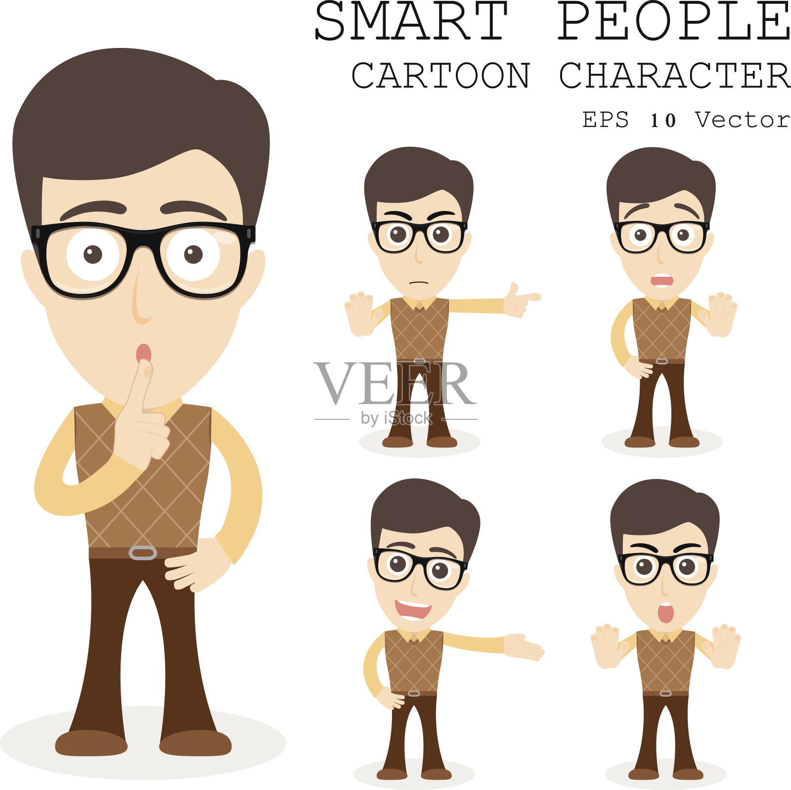 聪明人卡通人物eps 10矢量插图插画图片素材