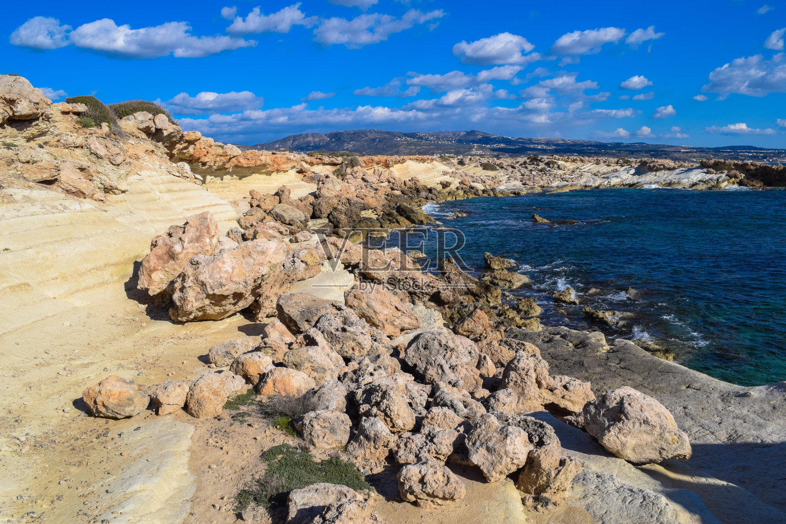 珊瑚湾。帕福斯区。塞浦路斯岛的野生自然照片摄影图片