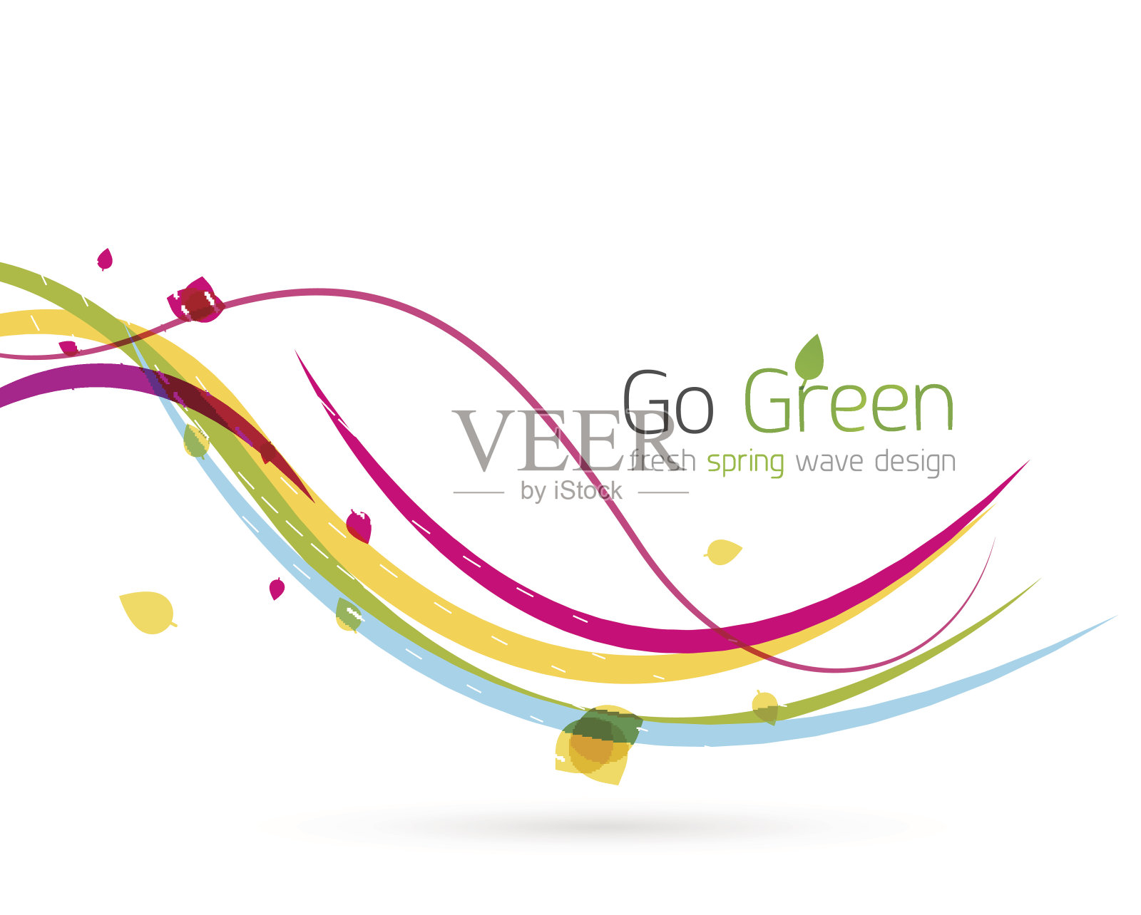 色彩缤纷的春天线条概念自然设计插画图片素材