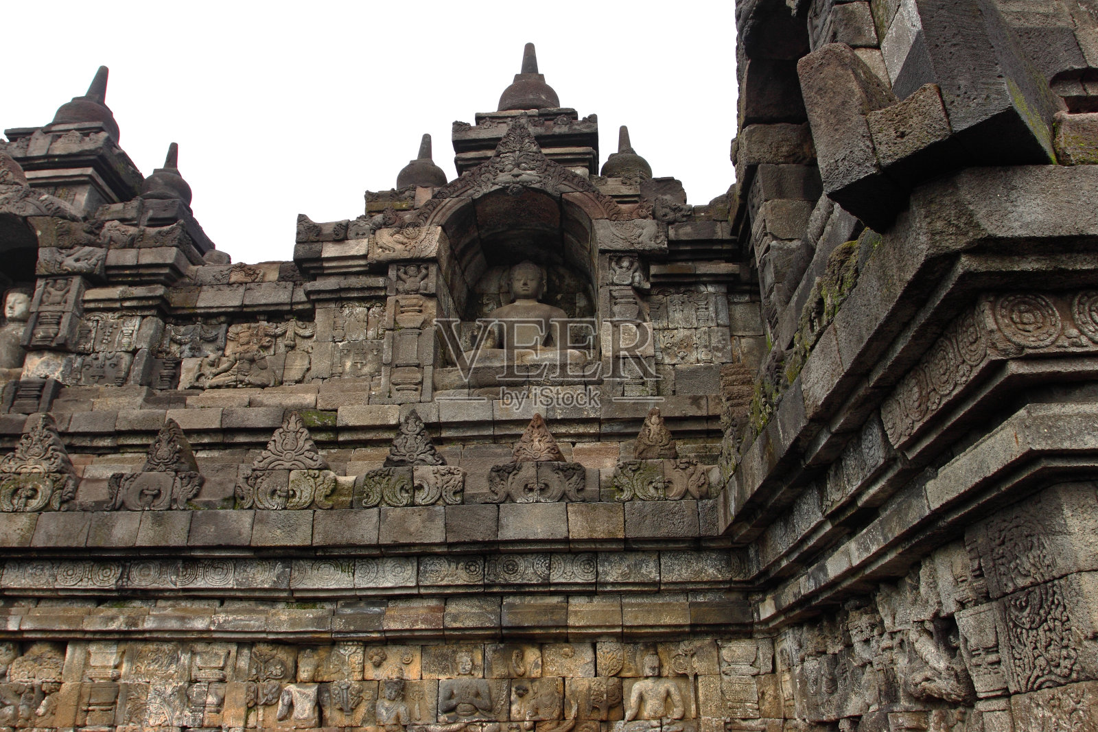 印度尼西亚爪哇日惹附近婆罗浮屠寺的佛塔照片摄影图片