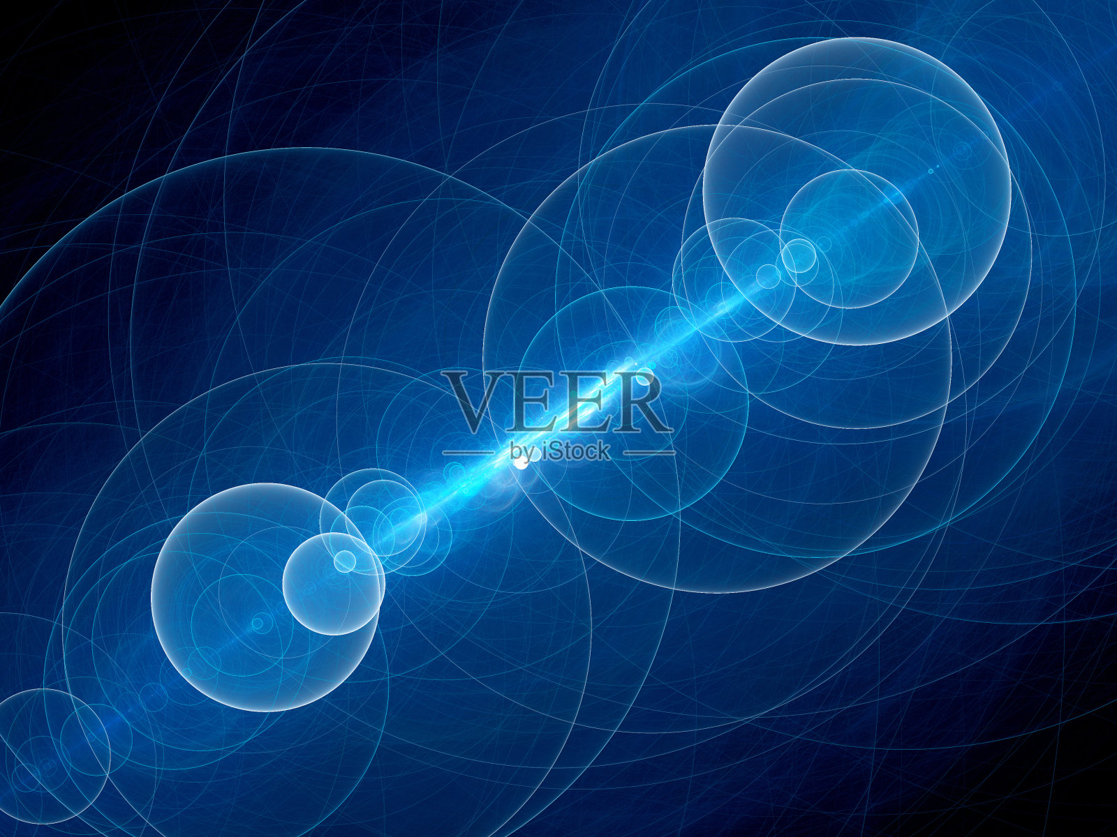 太空新技术中的蓝色发光气泡照片摄影图片