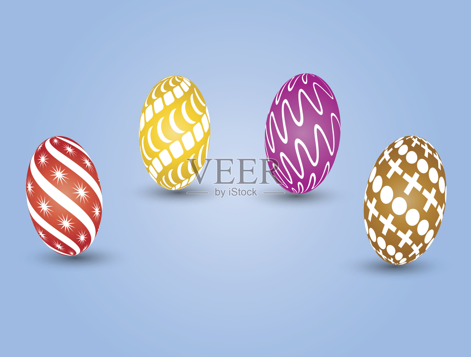 一套彩色复活节彩蛋。插画图片素材