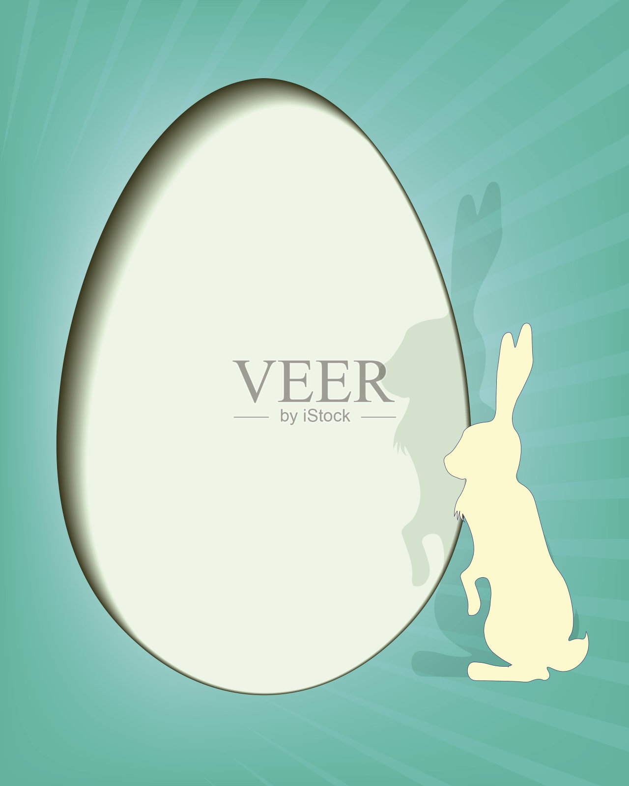 绿色背景下的兔子插画图片素材