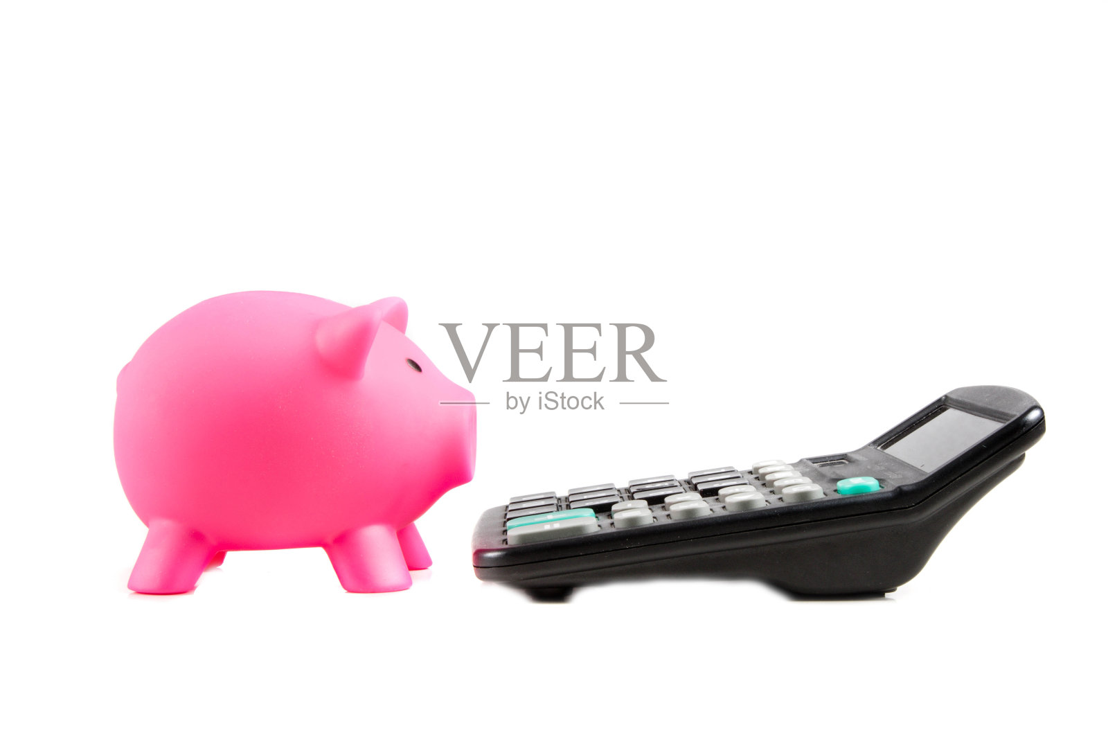 和计算器的储蓄罐照片摄影图片