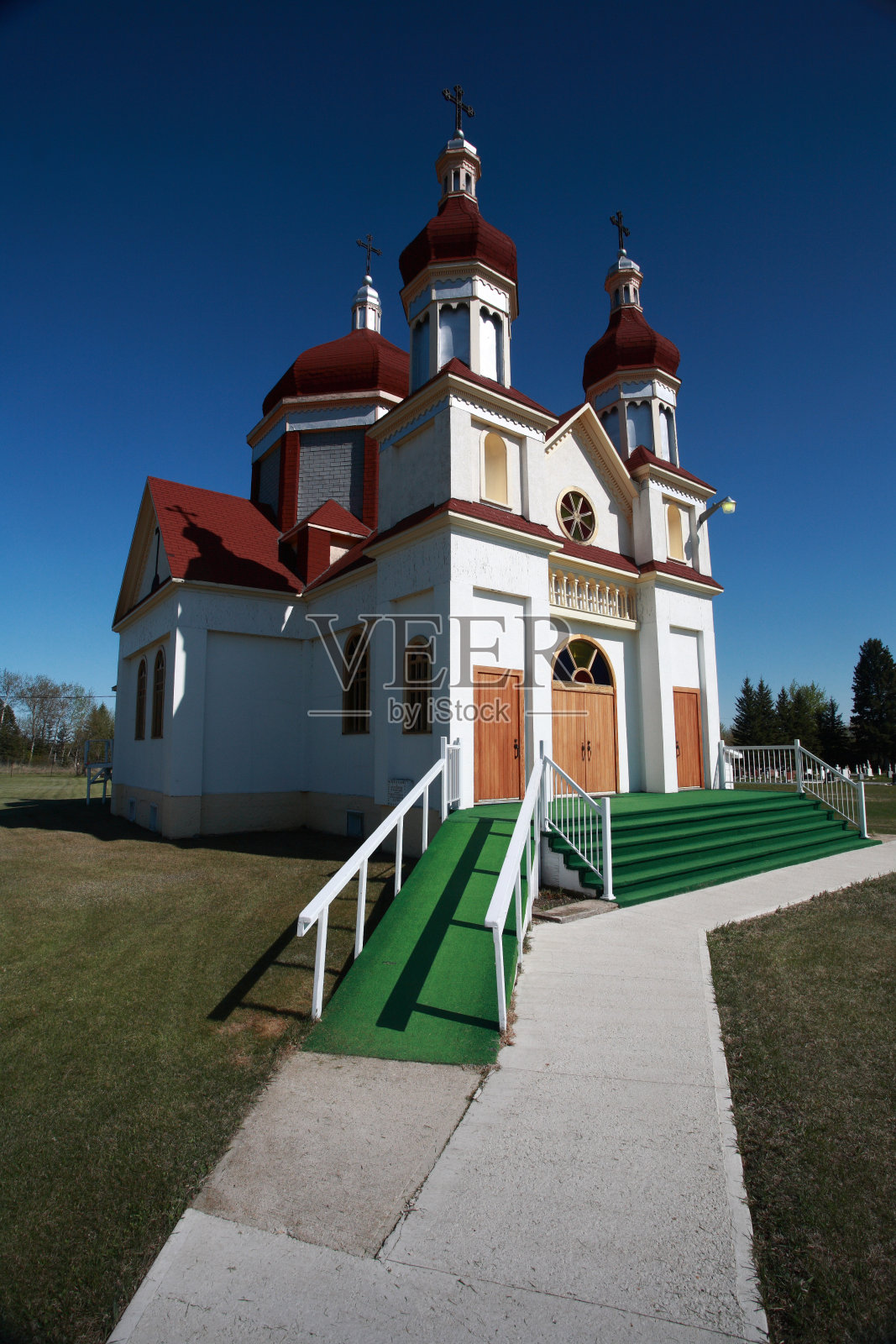 位于马尼托巴省里弗顿的乌克兰东正教教堂照片摄影图片