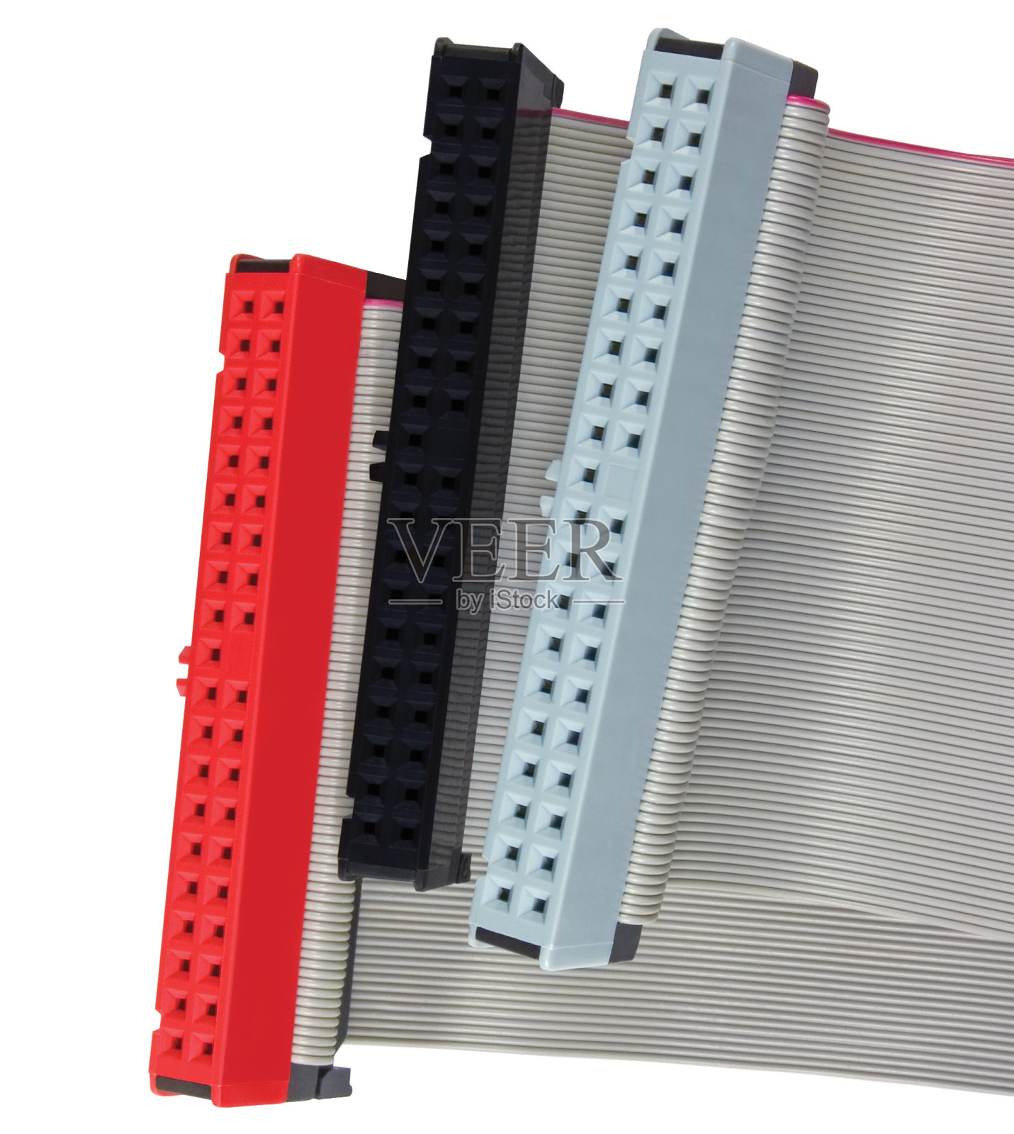 IDE连接器缎带电缆PC电脑硬盘驱动器，隔离照片摄影图片