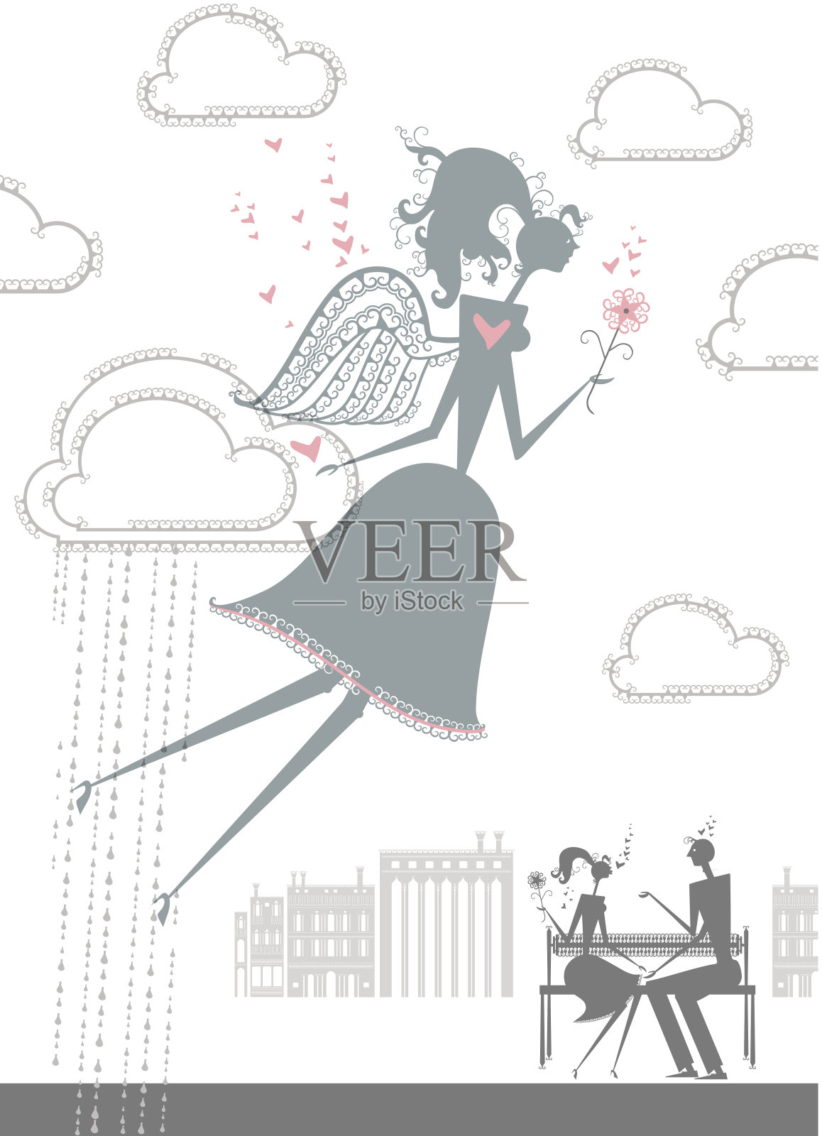 天使女孩。插画图片素材