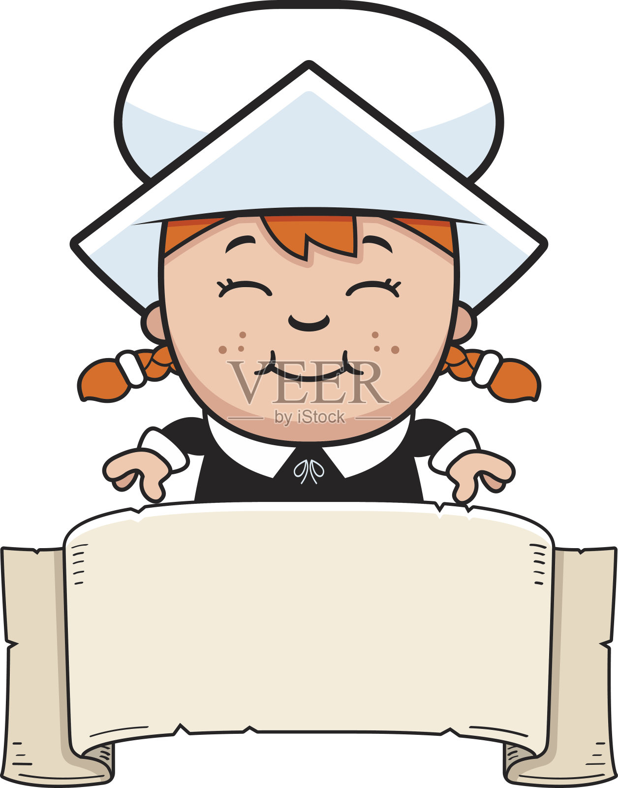 女孩朝圣者横幅插画图片素材