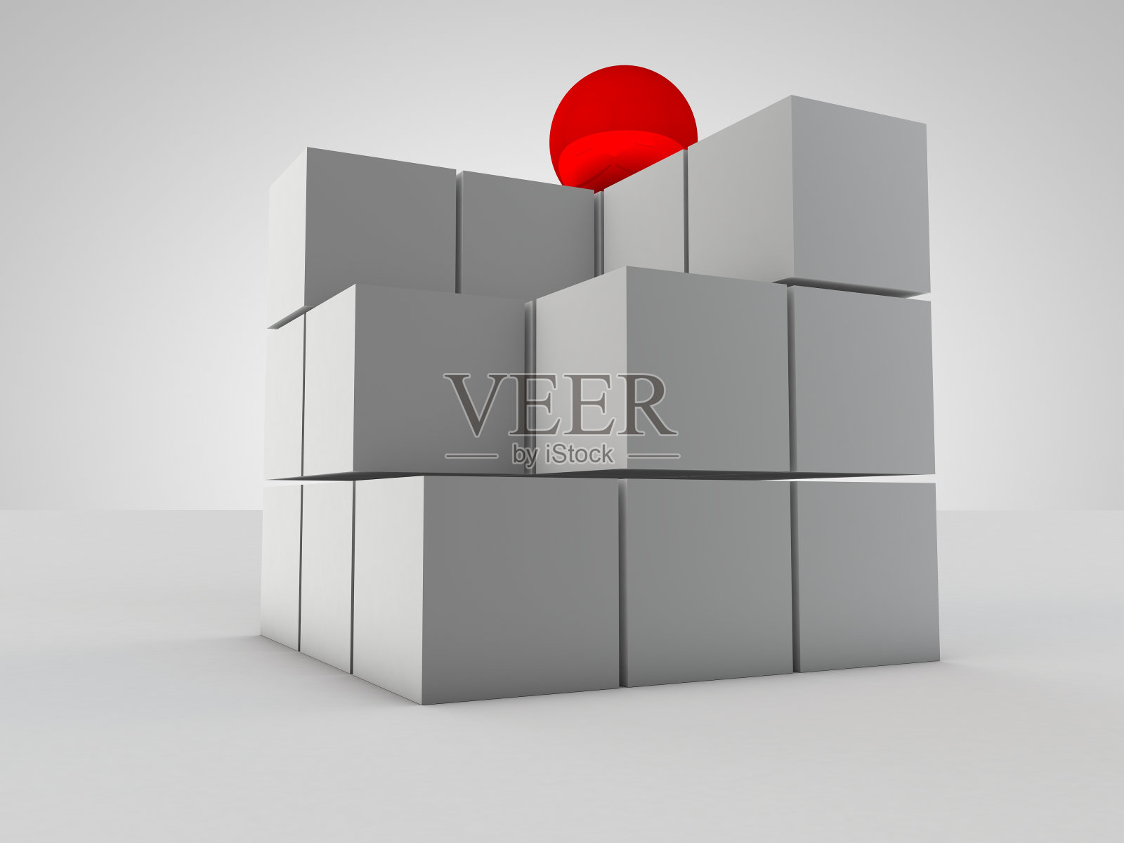 从人群中脱颖而出的3D立方体照片摄影图片