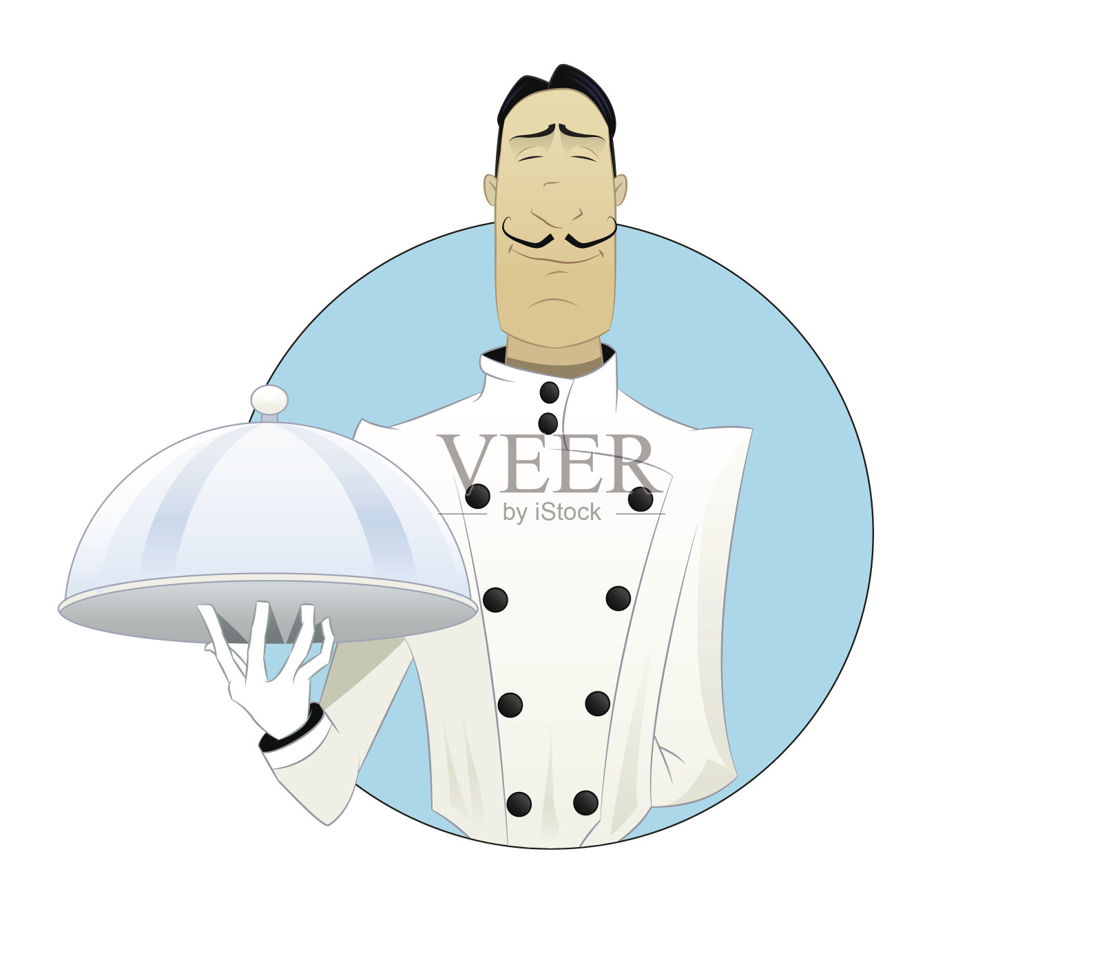 微笑的厨师正在做一道菜插画图片素材